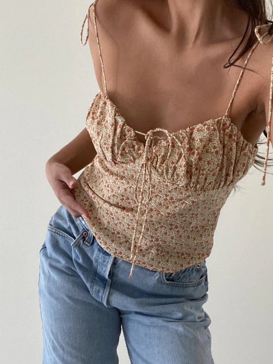 Et Clet Tops - Et Clet Floral Tie-Front Cami Top